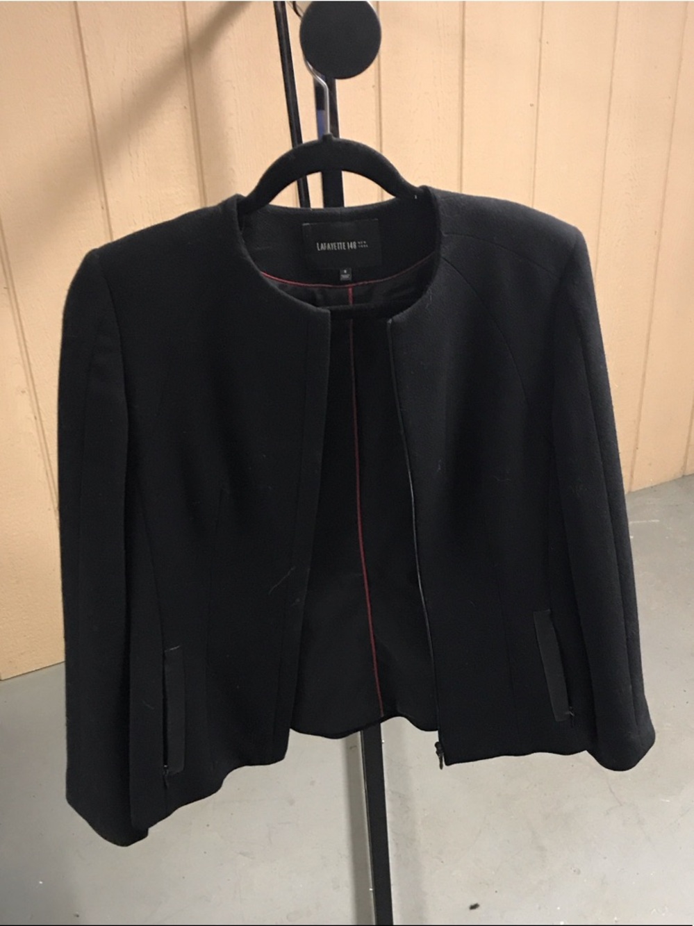 Lafayette 148 New York Black Collarless Tailored Blazer
